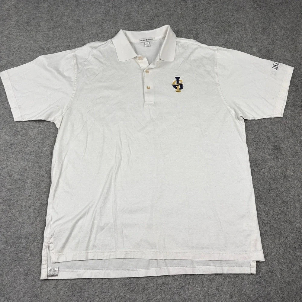 Peter Millar‎ Polo Shirt Mens XL White Integrity Golf Course Construction Cotton